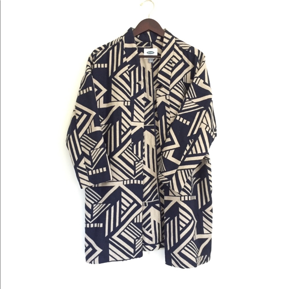 Geometric Long-Line Coat